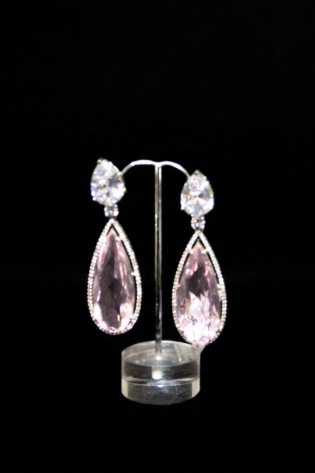 White With Pink Stone Earings